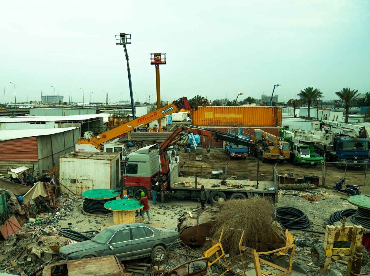A loaded truck on a weighbridge at the scrap yard